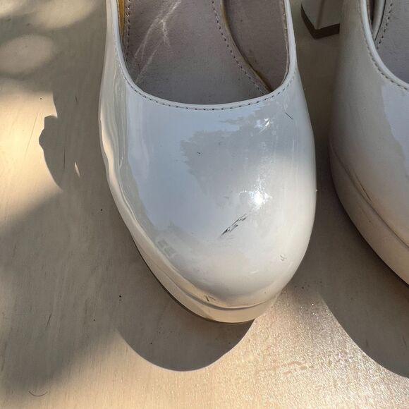 Limelight Bone Patent Platform Mary Jane Pumps Block Size 6 Shoe Nude - Picture 4 of 11